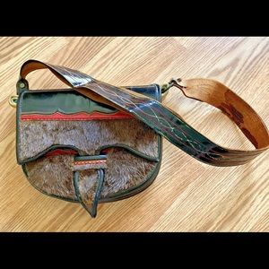 Homemade Owl Faced Muskrat Leather Shoulder Purse